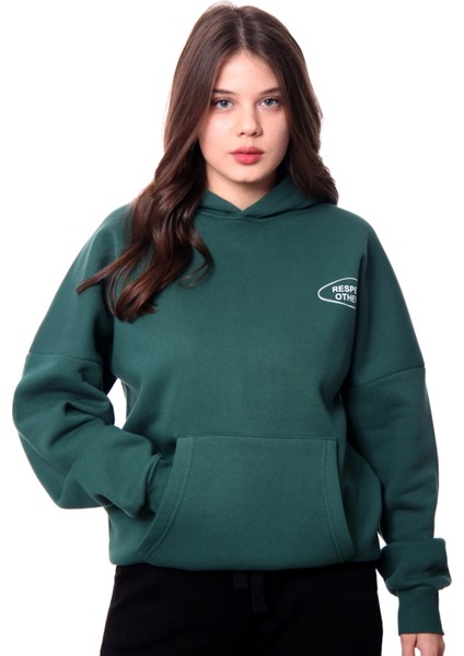 People Oversize Hoodie Kadın - Yeşil