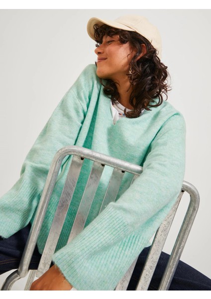 V Yaka Rahat Kesim Mavi Kadın Kazak 12246506 fırsatları