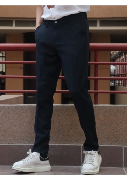 Erkek Pantolon Düz Desenli Poliviskon Kumaşla Şık ve Rahat Günlük Kullanım İçin fiyatları