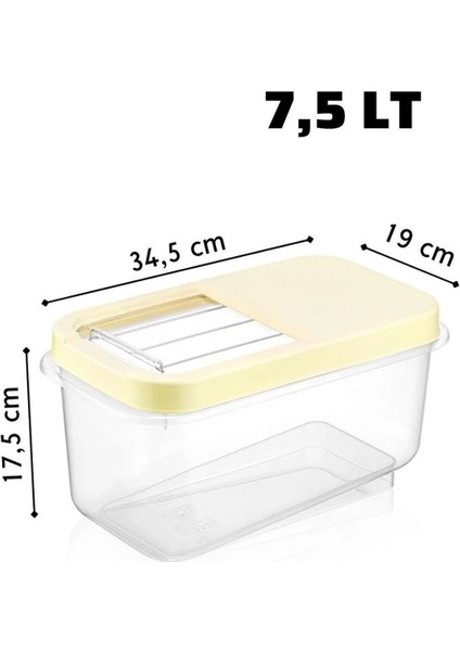 Multibox 7,5 Lt Kolay Kayar Kapaklı Çok Amaçlı Erzak, Bakliyat Vs. Saklama Kabı 3 Adet