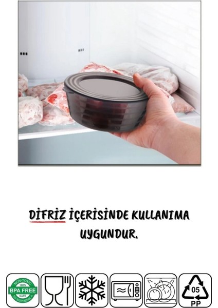 12'li Set Arven Çok Amaçlı Saklama Kabı Mikrodalga-Difriz-Kahvaltılık Vb. Şeffaf-Antrasit