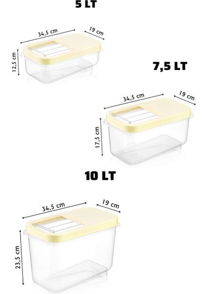 Multibox 3'lü Set Kolay Kayar Kapaklı Çok Amaçlı Erzak, Bakliyat Vs. Saklama Kabı
