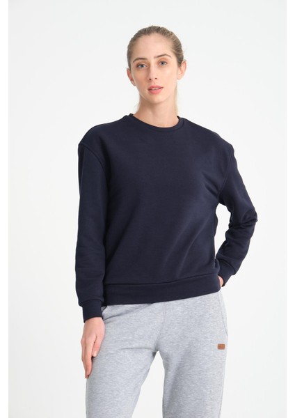 Koyu Lacivert Basic Kadın Sweat