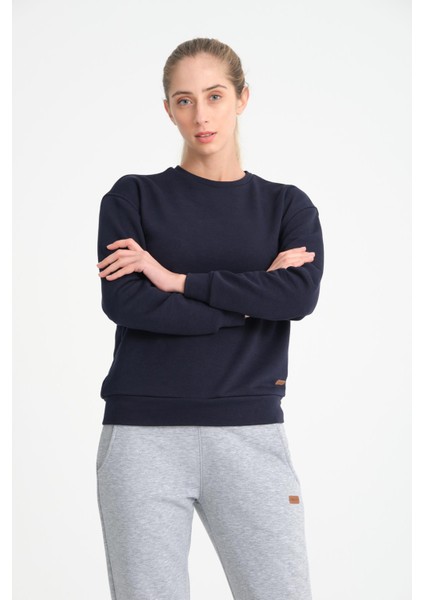 Koyu Lacivert Basic Kadın Sweat