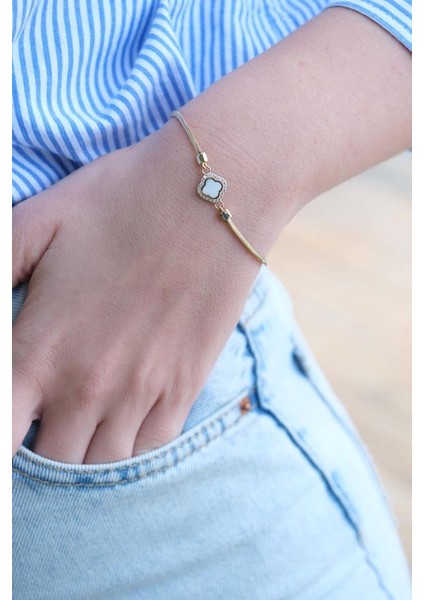 Altın Beyaz Mineli Bileklik