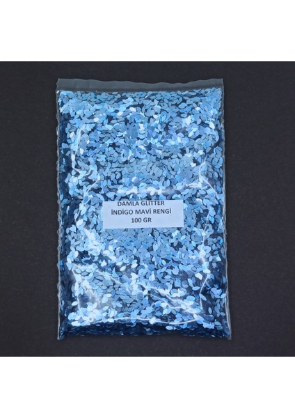 Glitter Epoksi Reçine Sanatsal Süsleme Pulu Damla Görünümlü Nail Art Makyaj Sim Indigo Mavi 100 gr