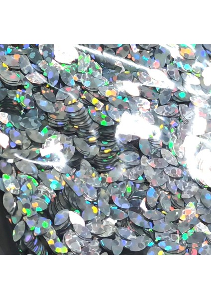 Glitter Epoksi Reçine Süsleme Pulu Damla Görünümlü Nail Art Makyaj Sim Hologramlı Gümüş 100 gr