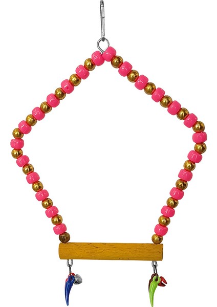 Beşgen Çanlı Muhabbet Kuşu Salıncağı 7 x 14 cm Renkli