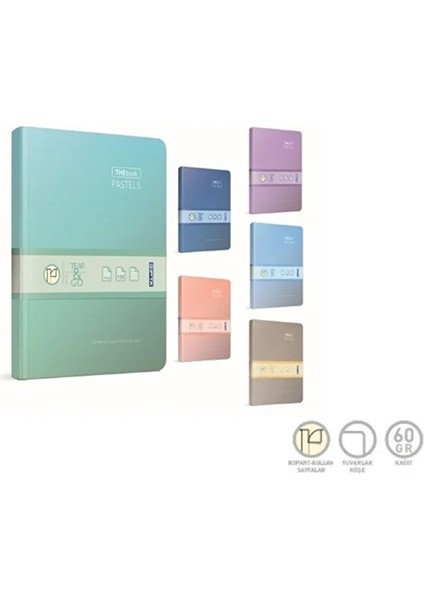 Thebook Pastels 20X28 240 Yaprak Çizgili Iplik Dikişli Sert Kapak Defter modelleri