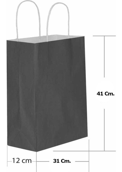Büküm Saplı Kraft Kağıt Karton Hediye Çanta Poşet Torba - Siyah - 25X31 Cm. - 25 Adetlik 2 Paket modelleri