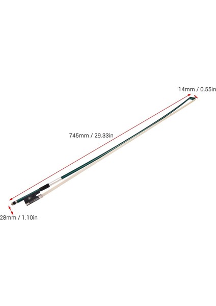 4/4 Keman Keman Yayı Yeşil Karbon Fiber Yuvarlak Çubuk Abanoz Kurbağa Beyaz At Kılı