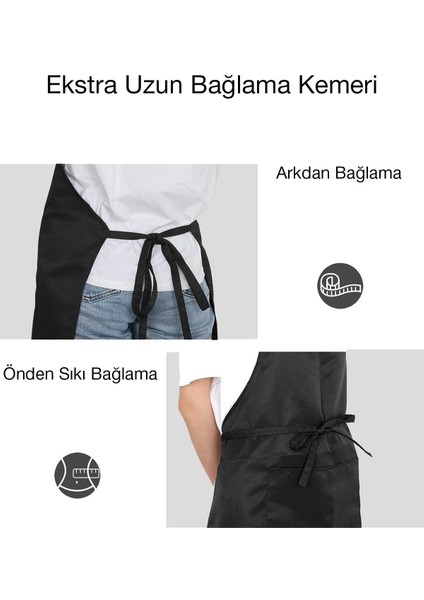 Ayar Askılı Cepli Mutfak Önlüğü Uzun Bağlama Kemerli Sıvı Gecirmez Önlük 2 Adet modelleri