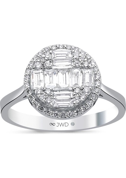 0.65 Ct F-G Si 3.05 gr 14 K Jwd Baget Yüzük