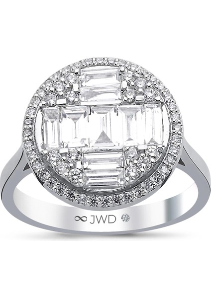 1.09 Ct F-G Si 4.37 gr 14 K Jwd Baget Yüzük