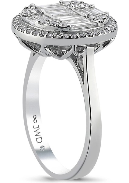 1.09 Ct F-G Si 4.37 gr 14 K Jwd Baget Yüzük