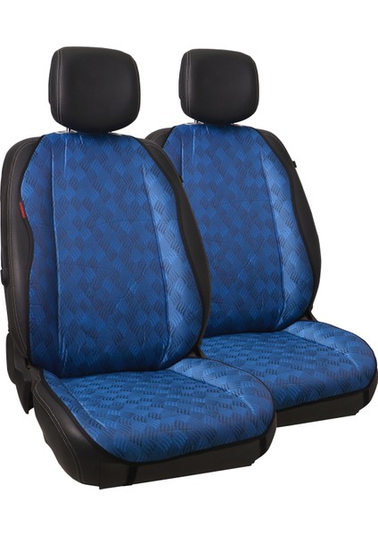 Mavi Dört Çizgili Jakar Dokuma Kumaş Otomind Oto Minderi 2'li Set