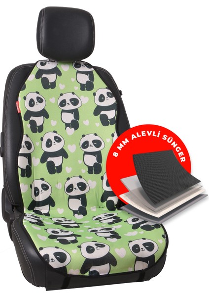 Dijital Baskılı Yeşil Panda Jakar Dokuma Kumaş Otomind Oto Minderi 2'li Set fırsatları