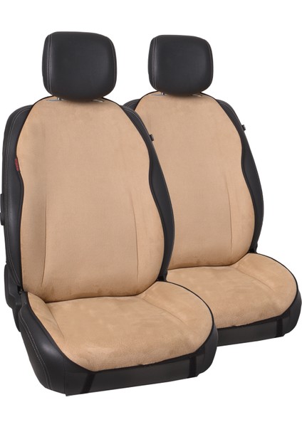Krem Süet Kumaş Otomind Oto Minderi 2'li Set