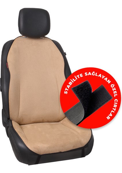 Krem Süet Kumaş Otomind Oto Minderi 2'li Set modelleri