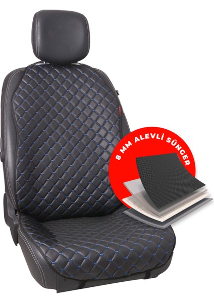 Mavi Kapitone Siyah Suni Deri Otomind Oto Minderi 2'li Set fırsatları