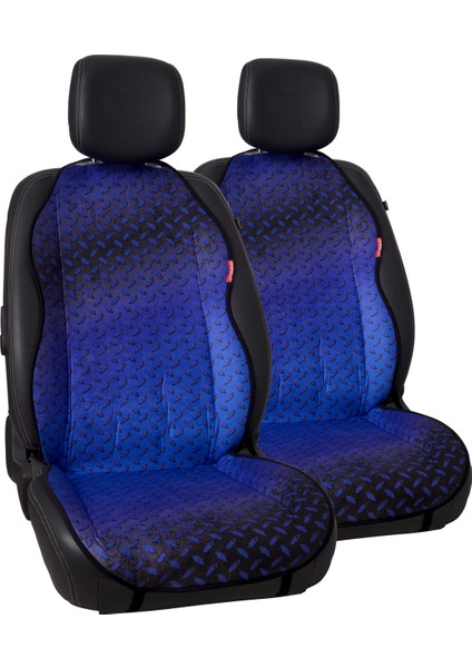 Dijital Baskılı Mavi Metal Desen Jakar Dokuma Kumaş Otomind Oto Minderi 2'li Set