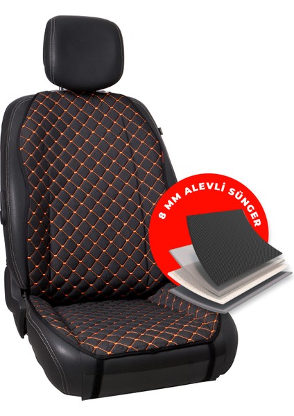 Turuncu Kapitone Siyah Jakar Dokuma Kumaş Otomind Oto Minderi 2'li Set fırsatları