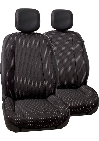 Beyaz Noktalı Siyah Jakar Dokuma Kumaş Otomind Oto Minderi 2'li Set
