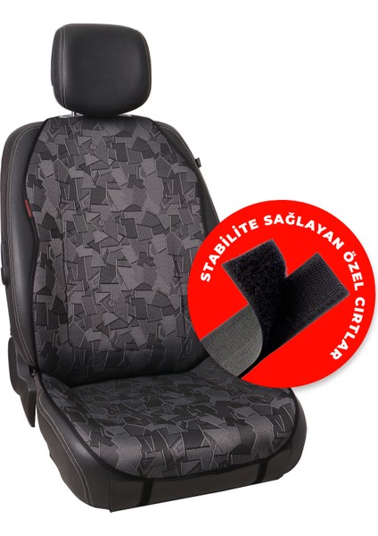 Gri Cam Kırığı Jakar Dokuma Kumaş Otomind Oto Minderi 2'li Set modelleri