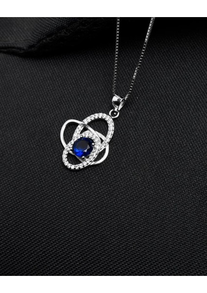 Diamond Serisi Safir Tektaş Girdap Stylish/night Gümüş Kadın Kolye fırsatları