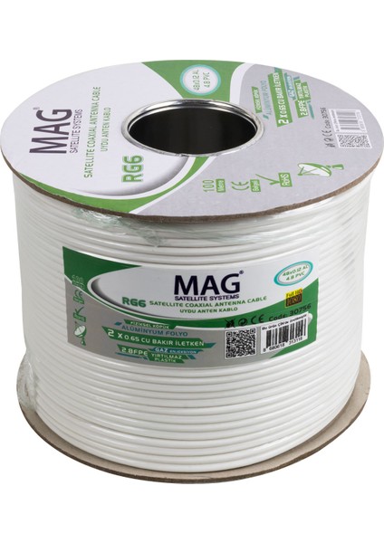 Mag RG59 Fa Mini Dual Bitişik Kablo 48 Tel Anten Kablosu 100 Metre Uydu Lnb Kablosu fırsatları