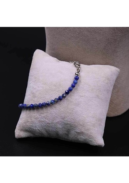 My Takı Ağacım FH Lapis Lazuli Taşı Faset Kesimli Kolye Bileklik Seti 3/4 mm (Zincir Uzatmalı)