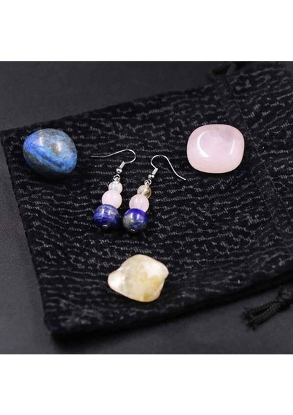 m FH Gümüş Rodyumlu Lapis Lazuli Taşı-Pembe Kuvars Taşı-Sitrin Taşı 6MM/8MM/10MM Küpe Çift