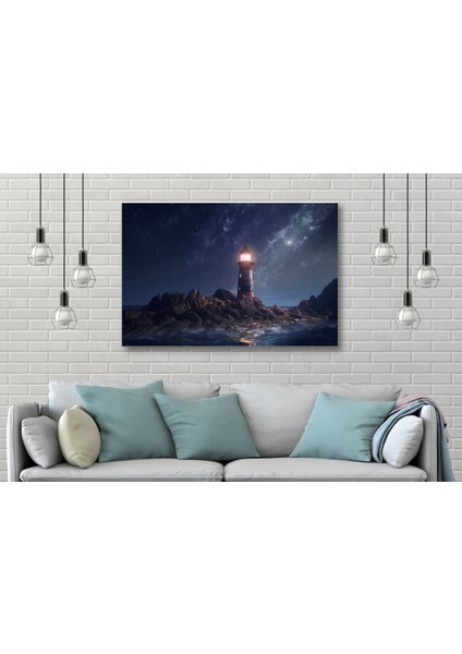 Gece Deniz Feneri Kanvas Tablo