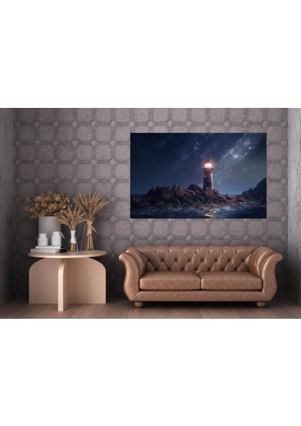Gece Deniz Feneri Kanvas Tablo modelleri