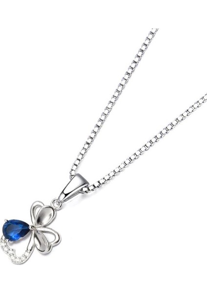 Diamond Serisi Safir Damla Kalp Çiçek Gümüş Kadın Kolye fiyatları