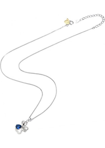 Diamond Serisi Safir Damla Kalp Çiçek Gümüş Kadın Kolye modelleri