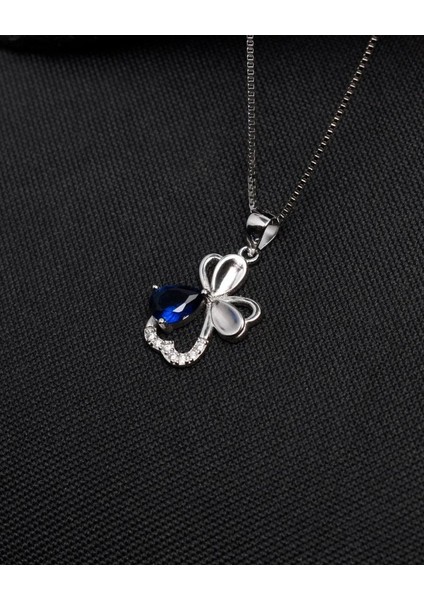 Diamond Serisi Safir Damla Kalp Çiçek Gümüş Kadın Kolye fırsatları