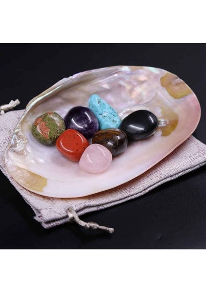 m FH Sedef Kabuk Içerisinde Çakra Taşlarından Doğal Taş Tamburlanmış/tımbıl Doğal Taş 7'li Set