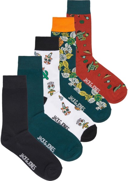 Jack & Jones Mexican Skull Socks 5 Pack Erkek Kırmızı Çorap 12217625-17