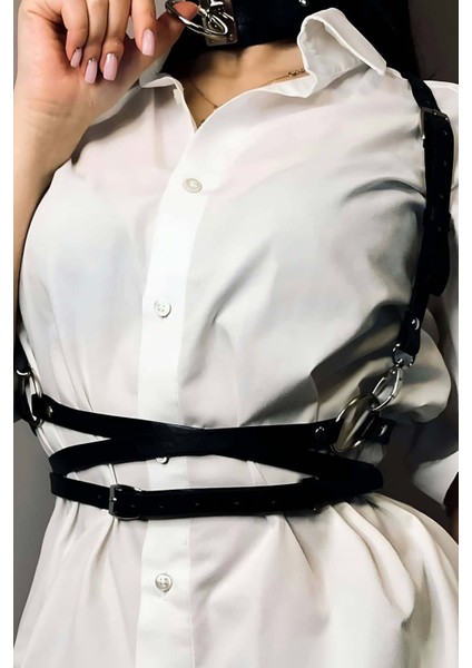 Mlvx Belden Ayarlı Bağlamalı Deri Korse Kemer ve Choker Tasma Takım - 644 Blsm fiyatları