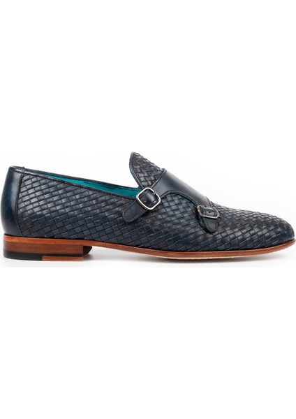 Taranaki Kösele Taban Deri Loafer Klasik Ayakkabı Örgü Desenli Klasik Ayakkabı Monkstrap