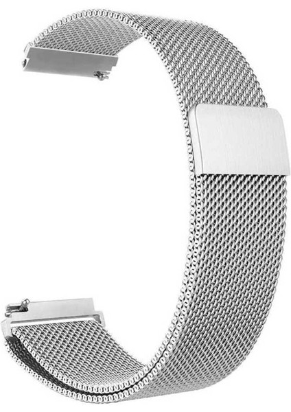 Honor Magic Watch 2 (42MM) 20MM Için Mıknatıslı Hasır Metal Kordon-12 Gümüş