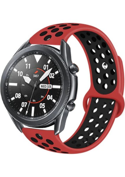 Huawei Watch 3 22MM Için Delikli Silikon Kordon-02 Kırmızı-Siyah