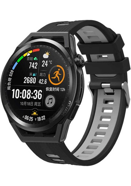 Galaxy Watch 5 (40MM) 20MM Için Iki Renkli Silikon Kordon-55 Siyah-Gri