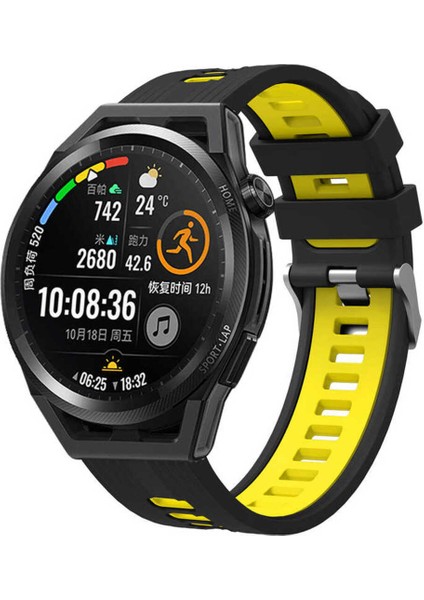Amazfit Gts 4 Mini 20MM Için Iki Renkli Silikon Kordon-55 Siyah-Sarı