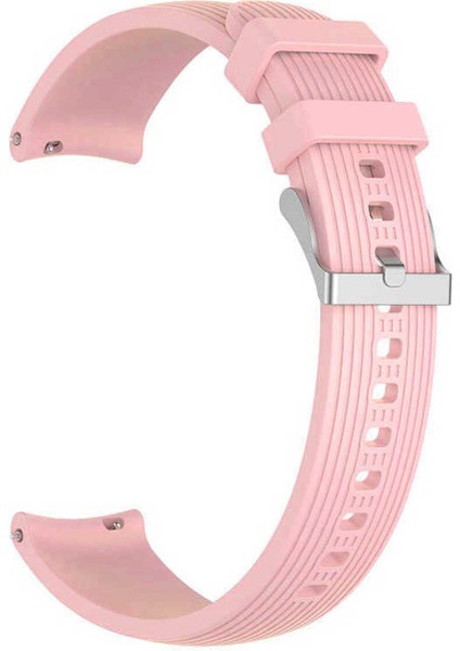 Huawei Watch Gt 2 (46MM) 22MM Için Çizgili Silikon Kordon-18 Pembe