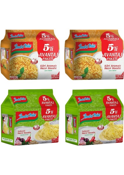 5'li Paket Köri + Sebzeli Hazır Noodle 4'lü Karma Paket