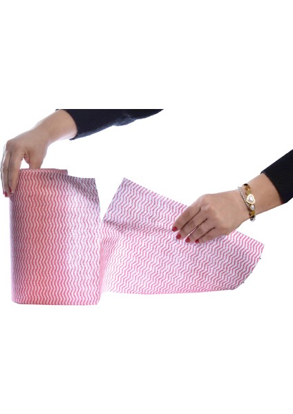 4450 (1 Adet) Süper Emici Perforeli Pratik Hassas Temizlik Bezi 50 Yaprak 25 x 30 cm Pembe