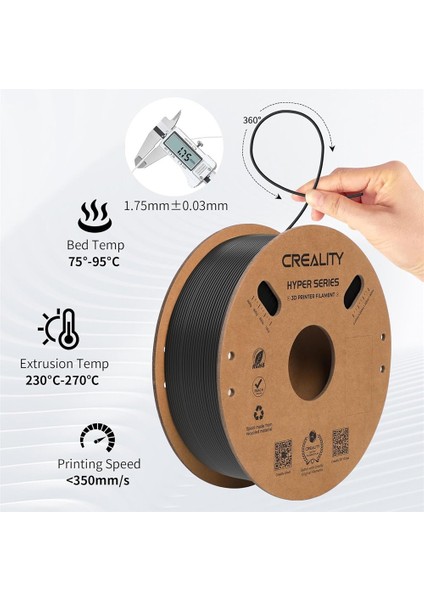 Hyper Abs Siyah Filament 1.75MM 1000GR