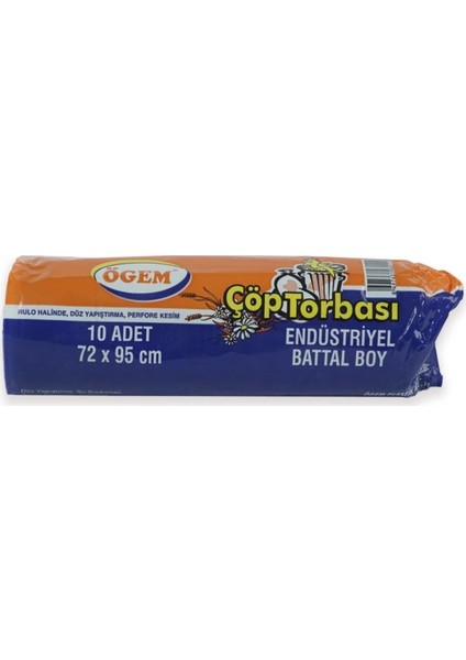 Endüstriyel Battal Çöp Torbası 72 cm x 95 cm (10 Adet x 5 Paket)